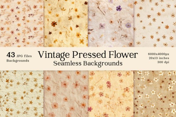 43 Vintage Pressed Flower Seamless BG: Bringing Nature’s Nostalgia to Your Designs