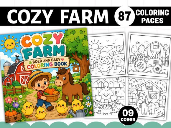 Bold and Easy Cozy Farm Coloring Book