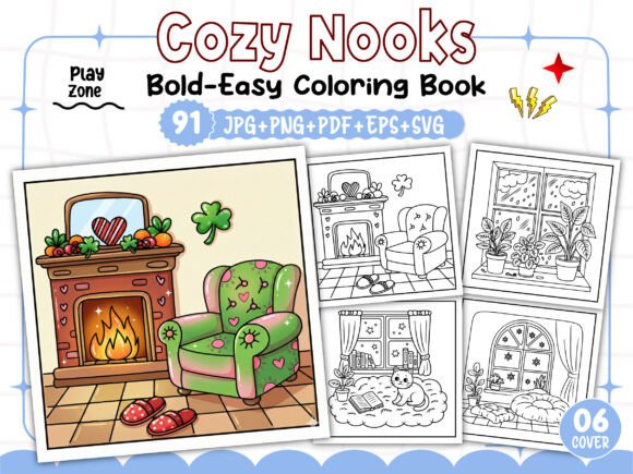 Bold and Easy Cozy Nooks Coloring Book