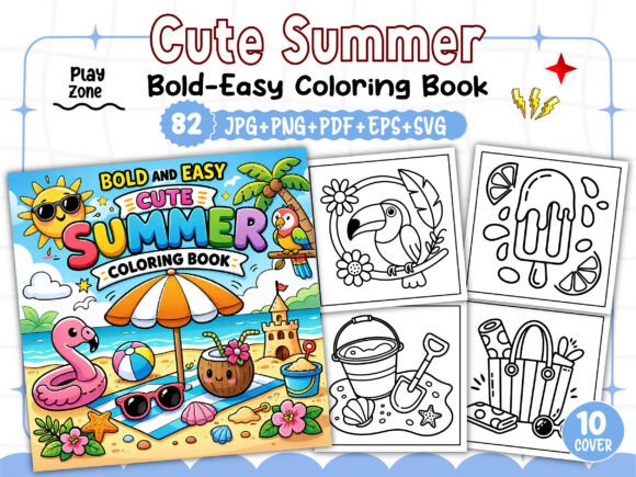 Bold and Easy Cute Summer Coloring Book: A Creative Escape for Everyone