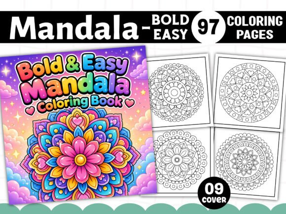 Bold and Easy Mandala Coloring Pages: Create Unique KDP Interiors with High-Resolution Designs