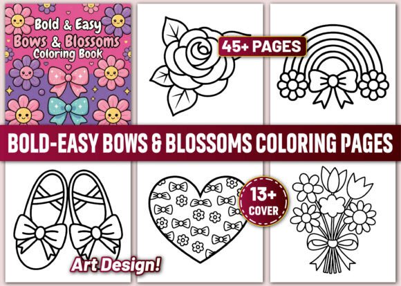 Bold Easy Bows Blossoms Coloring Pages