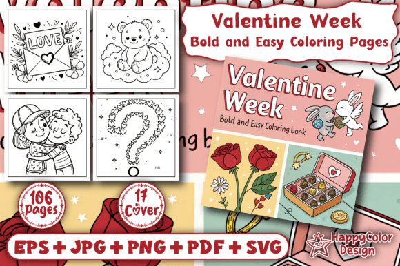 Bold Easy Coloring Book for Valentine Week