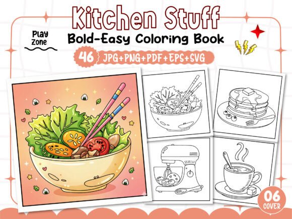 Bold Easy Kitchen Stuff Coloring Pages