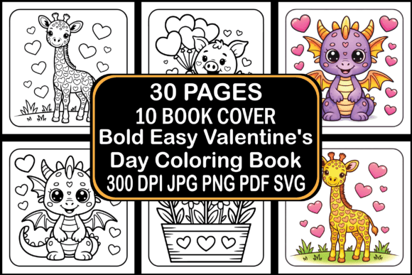 Bold Easy Valentine's Day Coloring Book