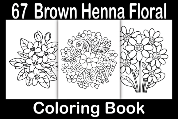 Brown Henna Floral Coloring Book