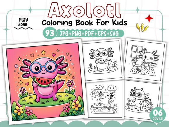 Cute Axolotl Coloring Pages for Kids