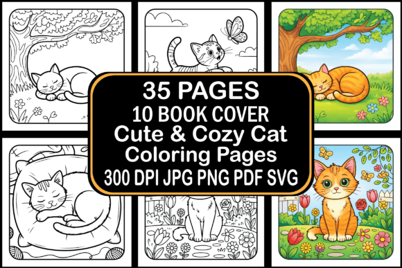 Cute Cozy Cat Coloring Pages: Evaluating This Digital Bundle for Adult Coloring Enthusiasts