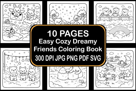 Easy Cozy Dreamy Friends Coloring Book: A Creative Escape for Adults