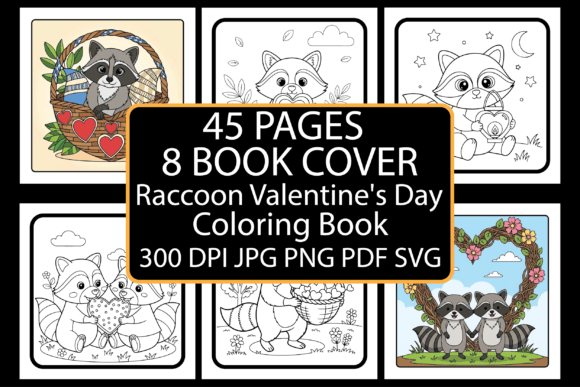 Raccoon Valentine’s Day Coloring Book for All Ages
