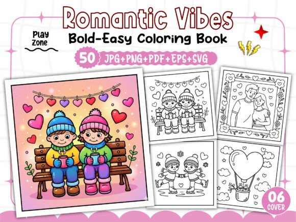 Romantic Vibes Bold Easy Coloring Book – A Creative Escape for Adults