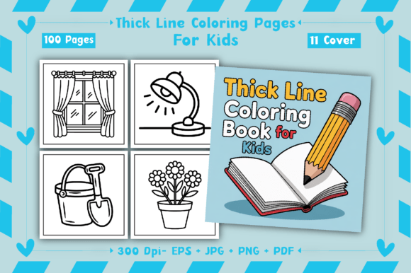 Thick Line Coloring Book for Kids: A Complete KDP Bundle